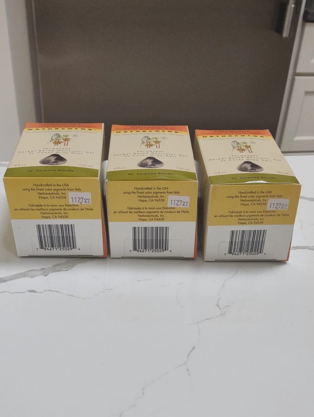 3 Herbaceuticals Naturcolor Hair Dye Herbal based 7C Caraway Blonde New, Sealed.